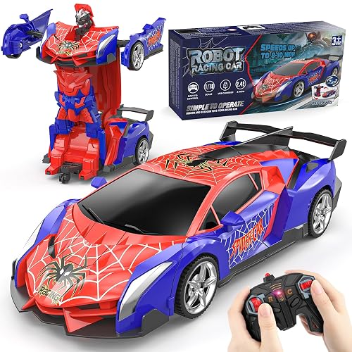 Coche Teledirigido Robot Transformar, Spider RC Carro Juguete Niño