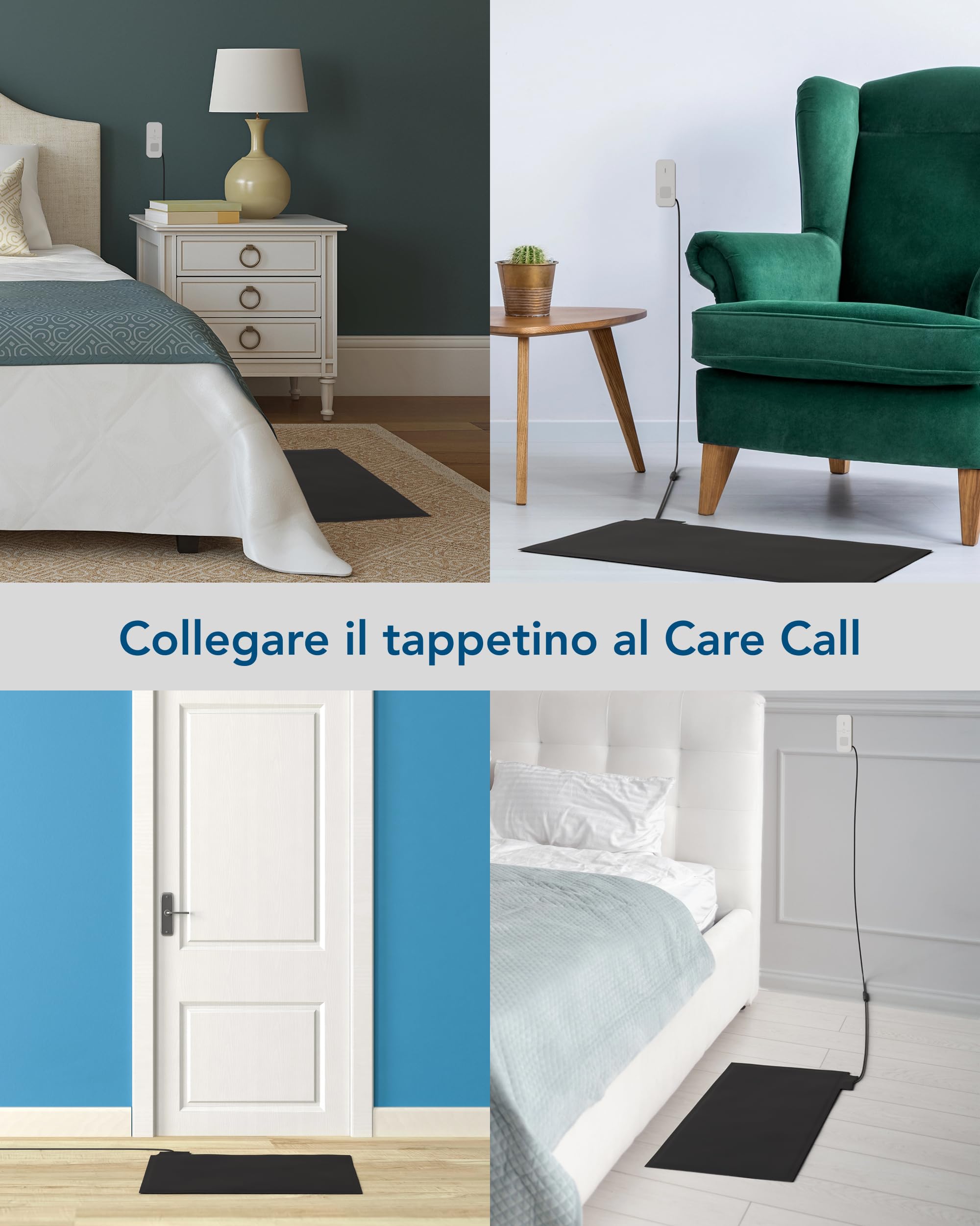 TabTime Allarme con Sensore di Pressione e Chiamate di Assistenza, Sensore per Pavimento, Sensore di Pressione, Allarme da Letto per Anziani, Sistema Simply Safe