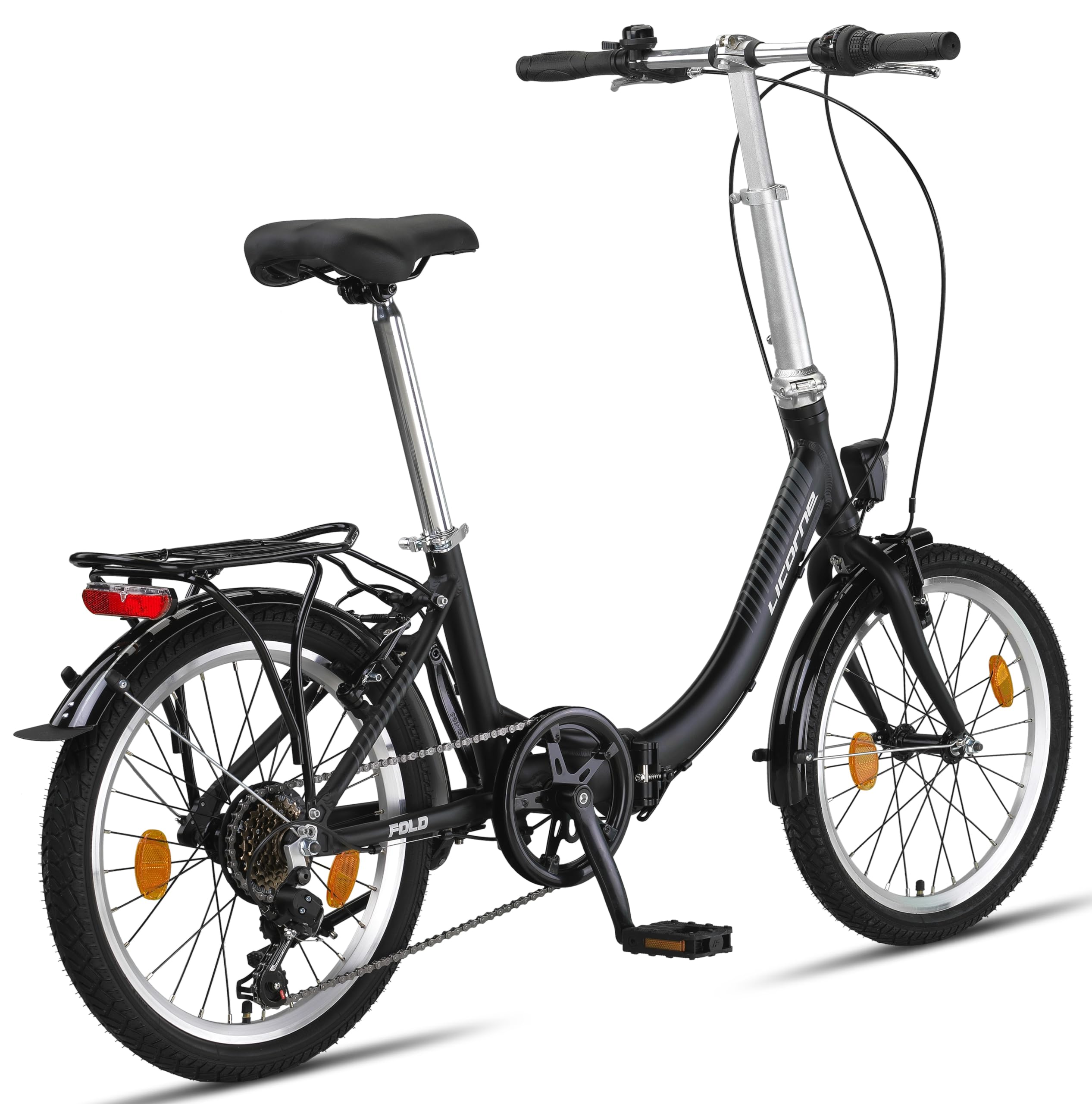 Licorne Bike Fold Premium - Bicicletta pieghevole in alluminio a 6 marce, cambio a catena Shmano, sistema Quick Fold, bicicletta pieghevole