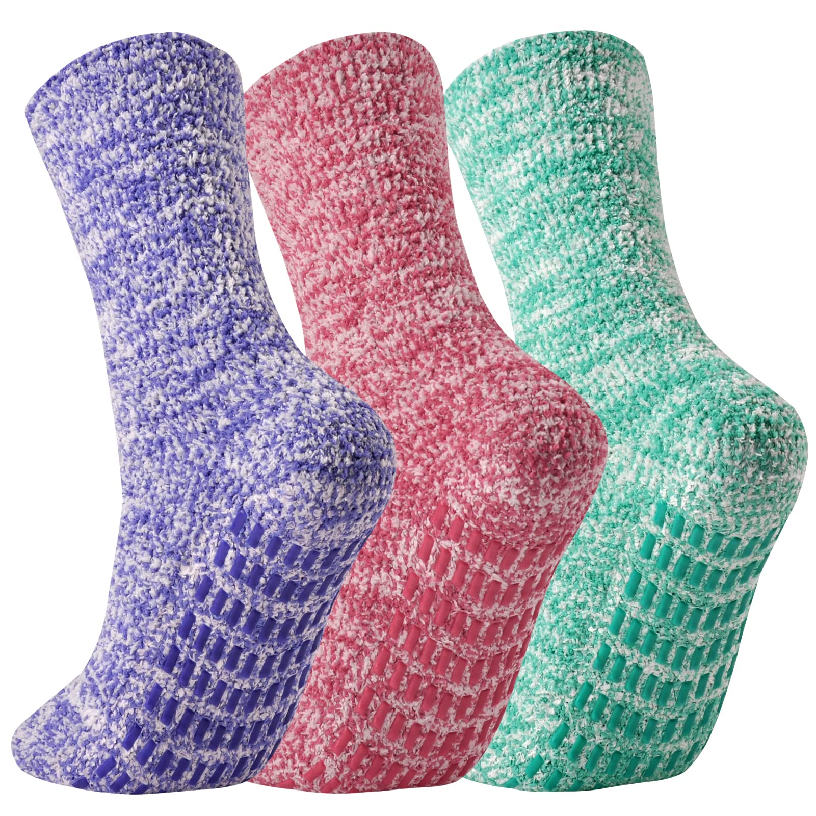 JORMATT3 Pairs Ultra Thick Grip Fuzzy Socks Non Skid Slipper Hospital Socks  Unisex