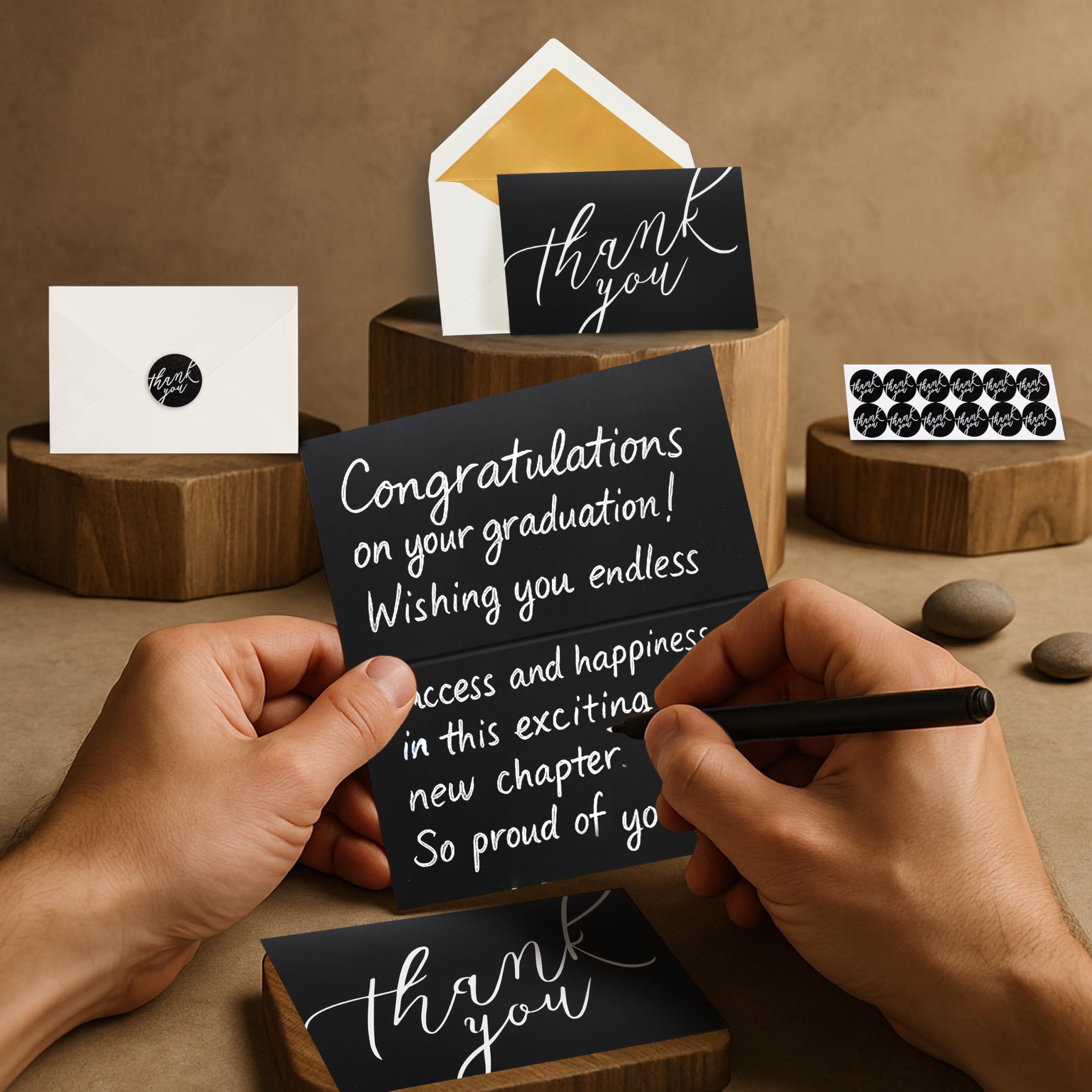 Aazon.co : Bornpaper 40 Set Thank You Cards With Envelopes, Chic White And Gold, Atching