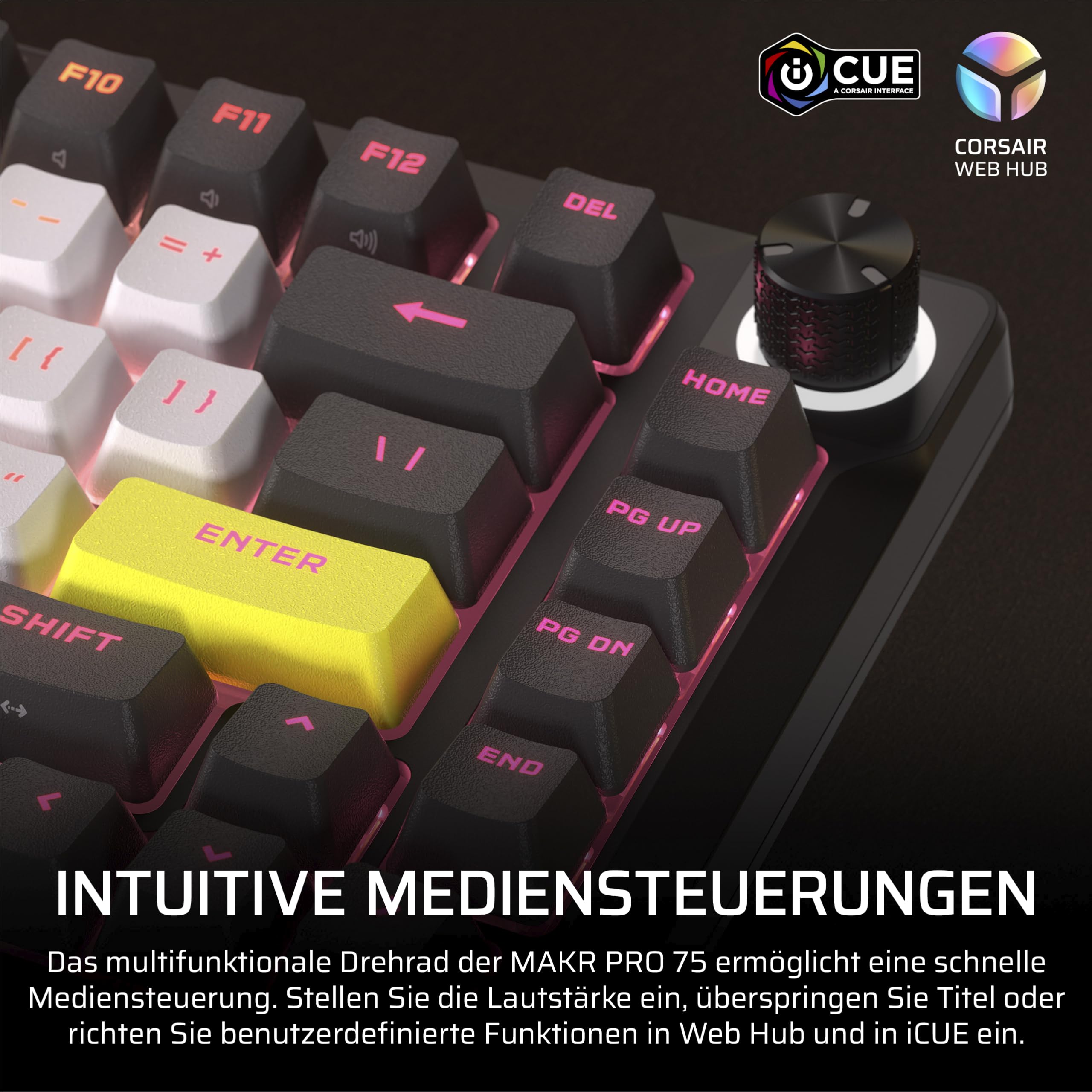 Corsair MAKR PRO 75 Hall Effect Kabelgebundenes Gaming-Tastatur Mechanisch 75% MGX Hyperdrive-Schalter Dual-Auslösung Rapid-Trigger FlashTap SOCD 8000Hz Schwarz