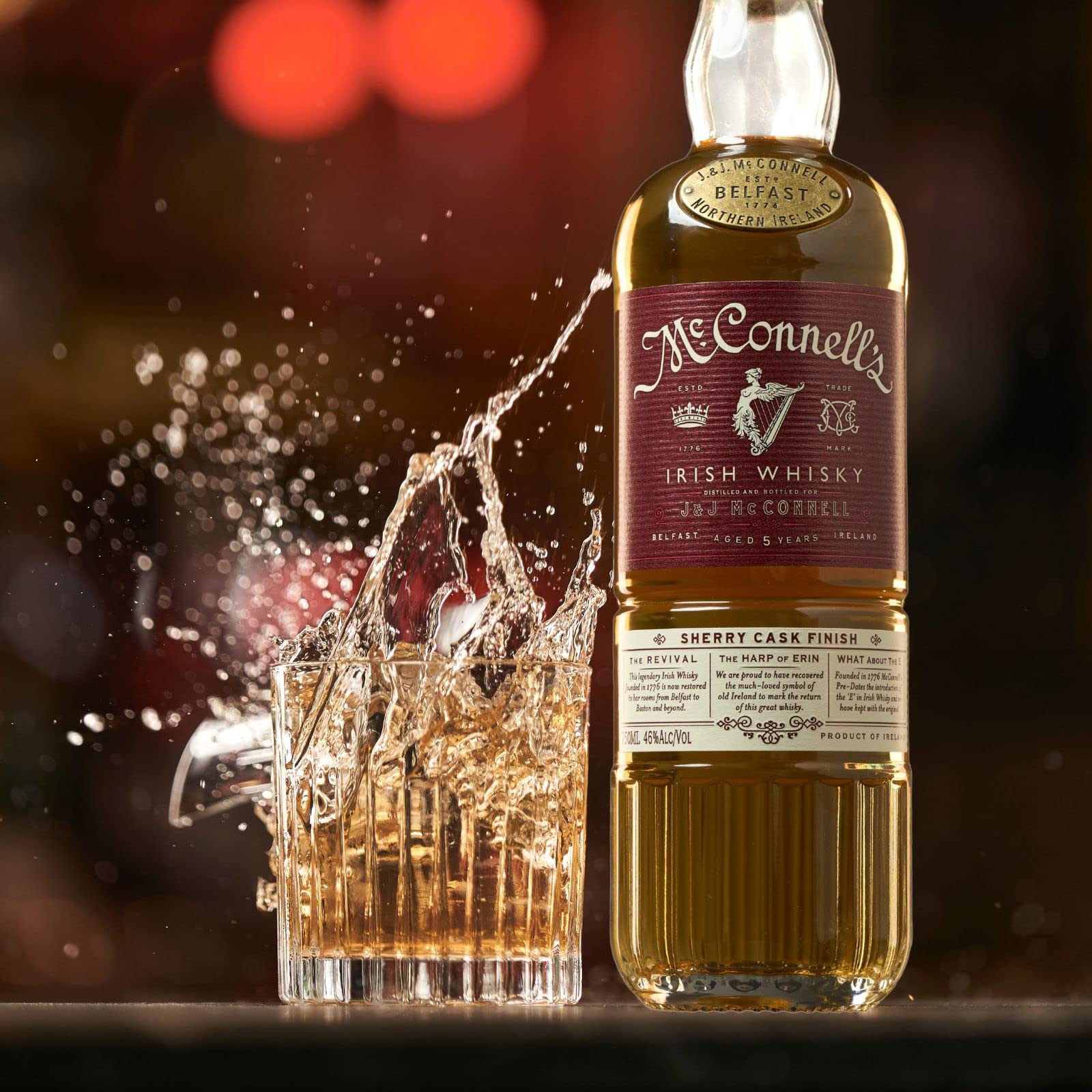 Mc Connell`s Sherry Cask | Gold prämierter 5 Jahre gereifter Blend | Irish Malt & Grain Whisky | Oloroso Fasslagerung | Kirsche, Feige & dunkle Schokolade | fruchtig mild würzig | 700ml | 46%
