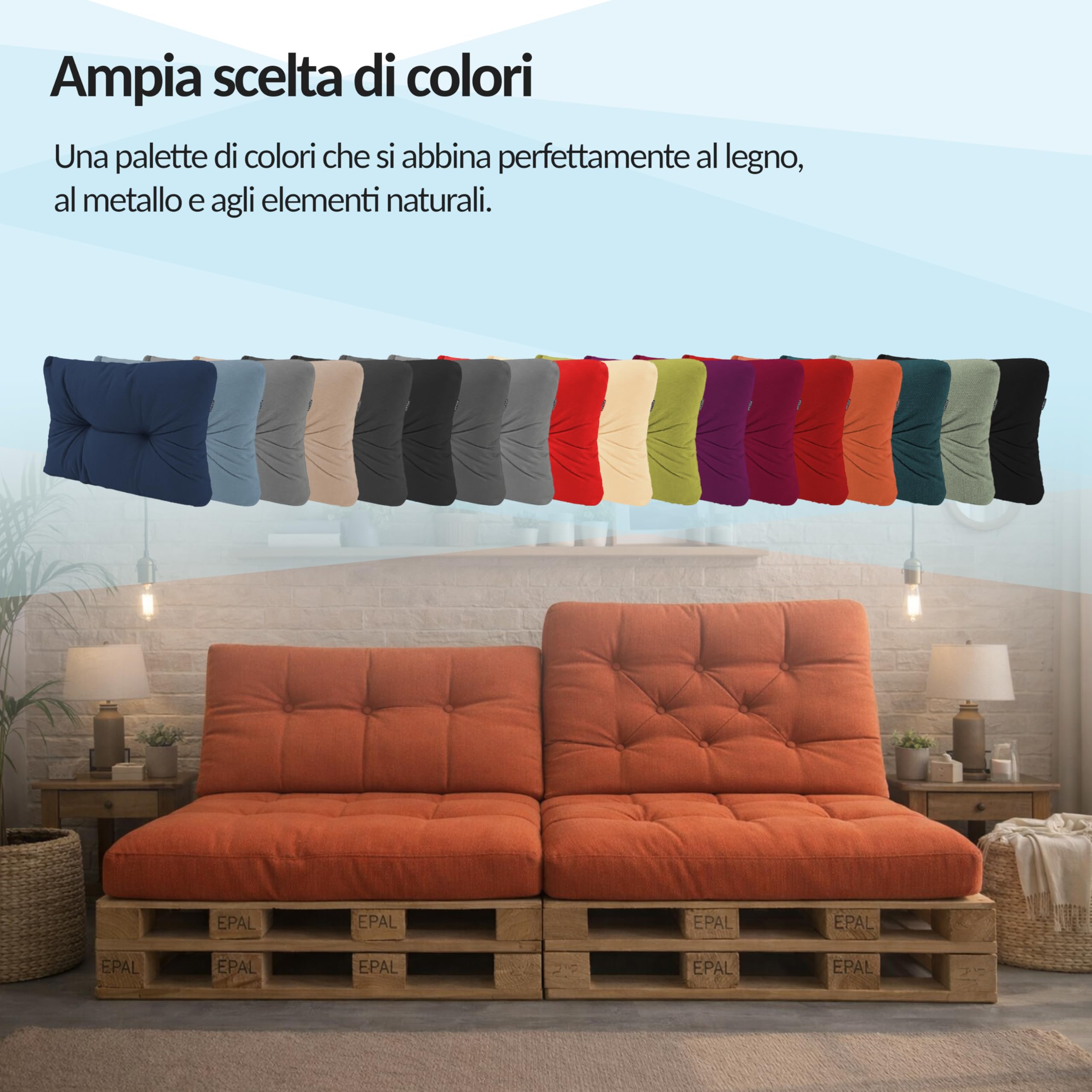POKAR Set 2 pezzi Cuscini Europallet 120x80cm 120x40cm beige Divano Giardino Interno Esterno
