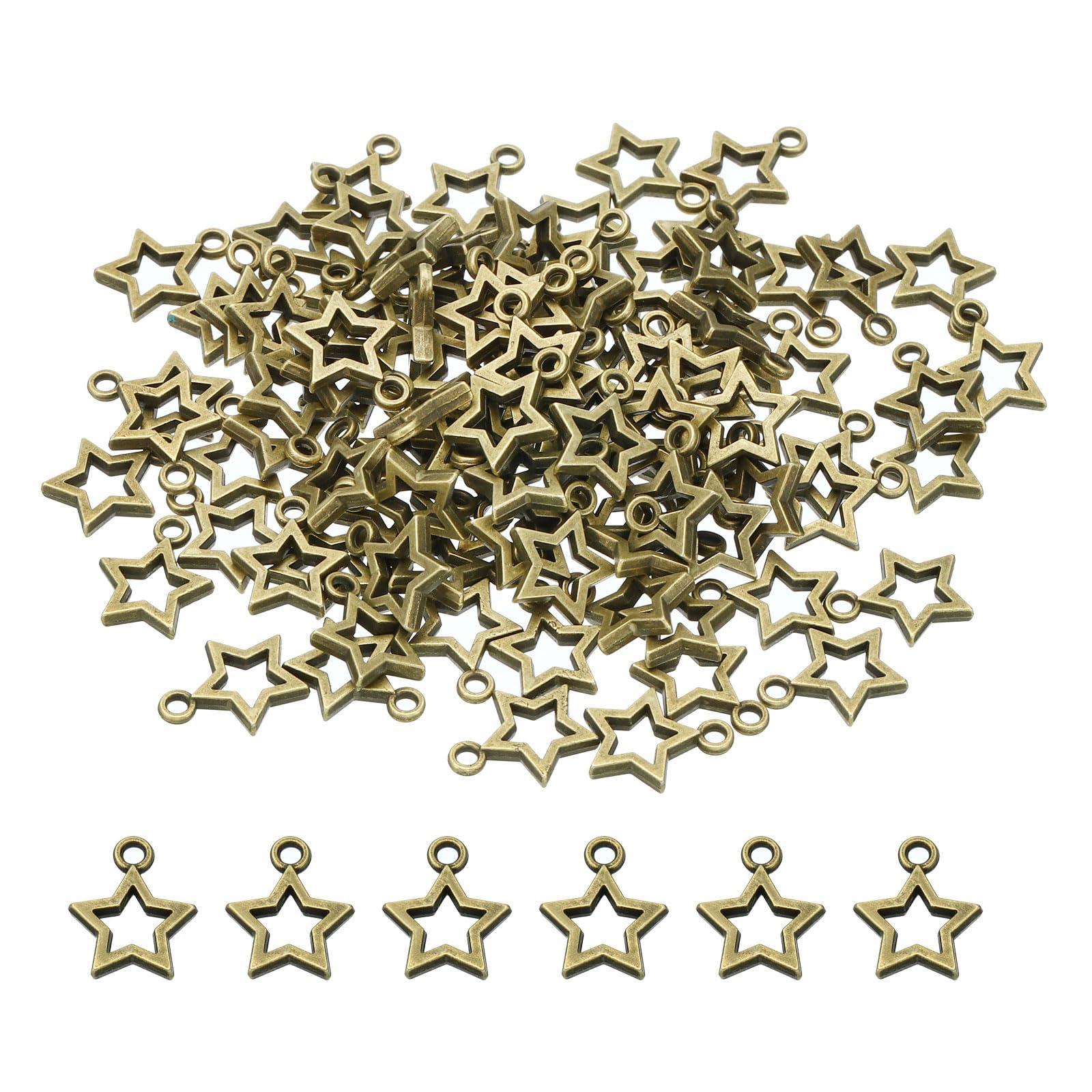 PATIKIL 0.59x0.47 Star Pendant Charm, 100Pcs Metal Mini Star Shape Charm for Woman DIY Crafts, Bronze