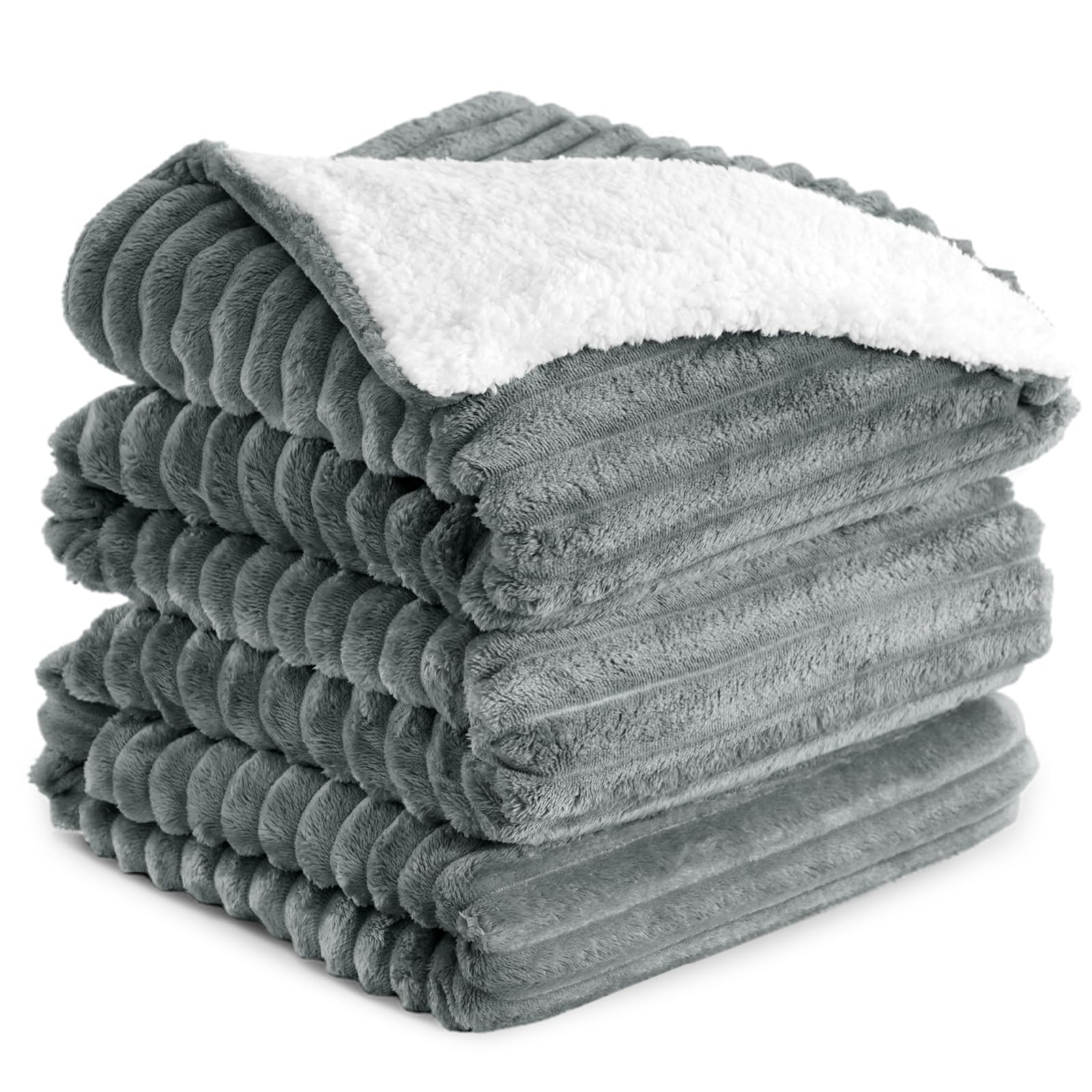 RUIKASI Sherpa Blanket Throw for Bed Fleece Blanket, 200x240 cm Light Grey