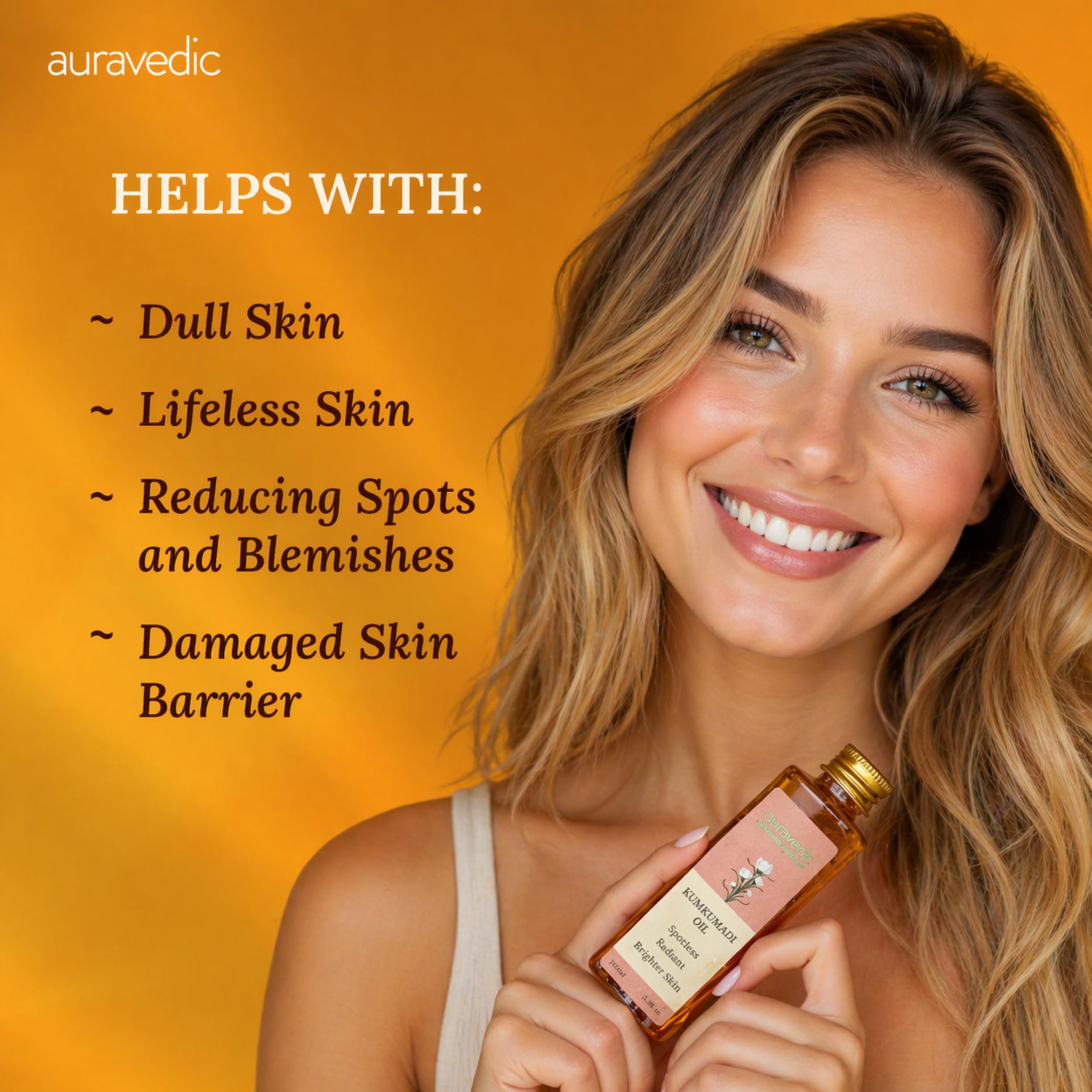 Auravedic Kumkumadi Oil For Face 100 Ml, Kumkumadi Tailam Face Oil For Glowing Skin, Dark Spot Corrector Face Serum 3