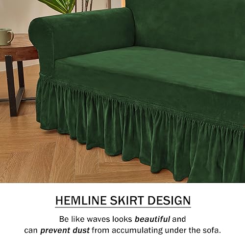 Miniatura 3 de NICEEC Funda de Sofá Súper Suave de 1 Pieza Verde Funda Elástica para Sofás Stretch Universal Spandex Fundas de Sofá para Sala de Estar Fácil Ajuste