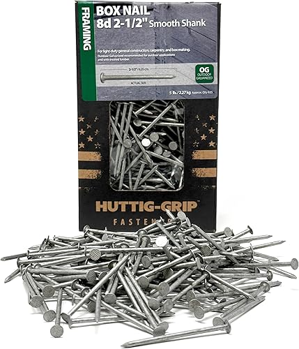 Vista 10 de Huttig-Grip - Uñas de caja de 2-1/2 pulgadas, tamaño 8D, acabado galvanizado para exteriores, paquete de 125 uñas de 1 libra