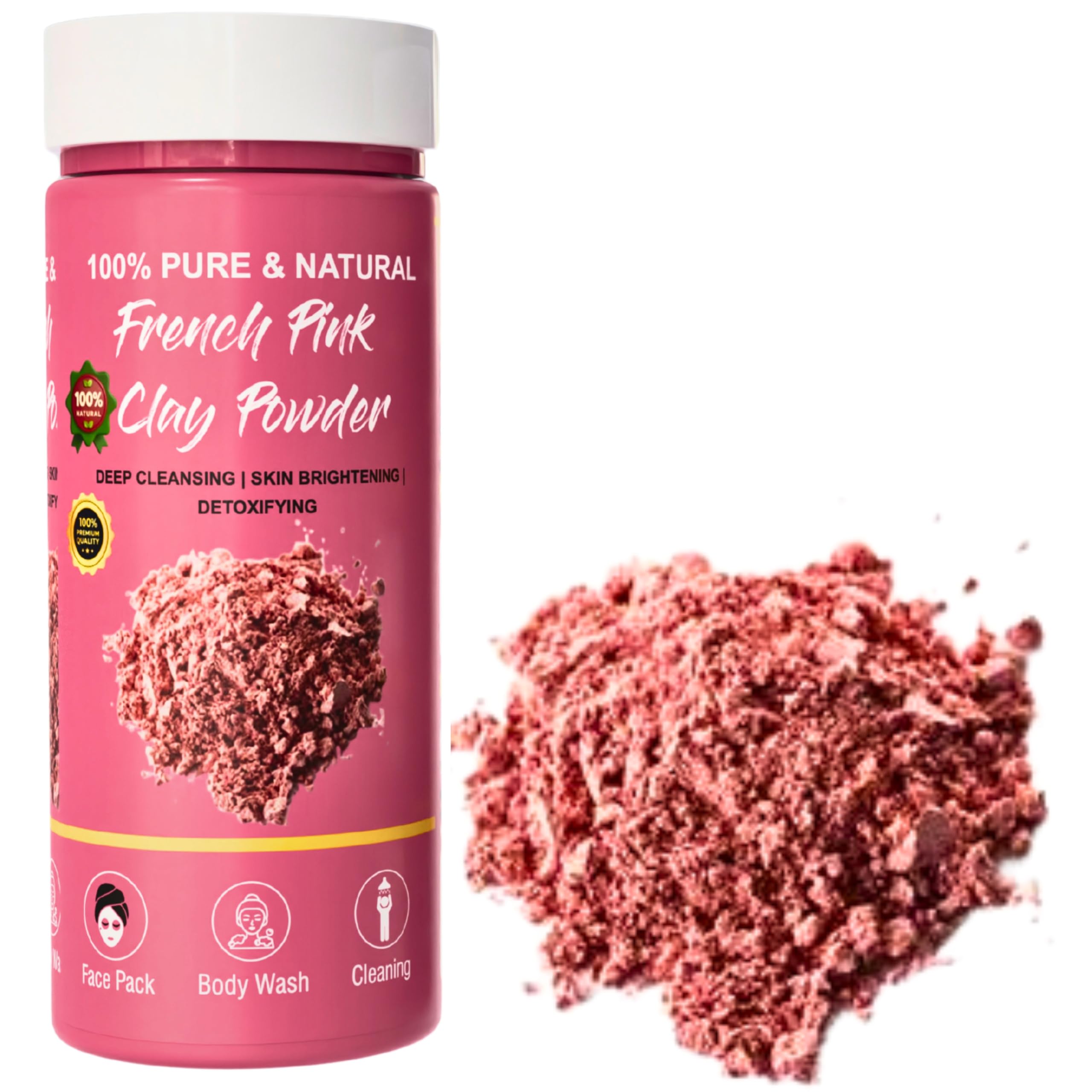 MAF French Pink Clay Powder 150 Gm For Face Brightening,Skin Glowing for Women & Men | Clay Powder for Face Masks | De Tan Pack to Open Pores | Ideal clay for acne-prone skin — Amazon image 2
