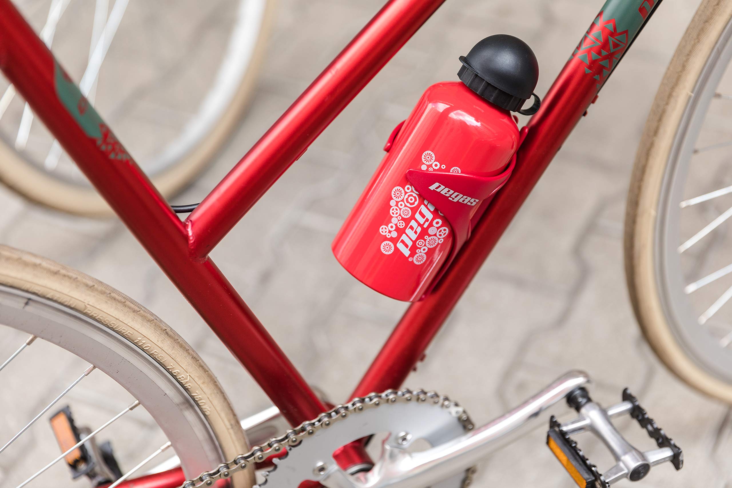 Pegas - Borraccia per bicicletta, portabottiglie, accessorio per bici da città, eBike Comfort MTB, Rosso 500 ml
