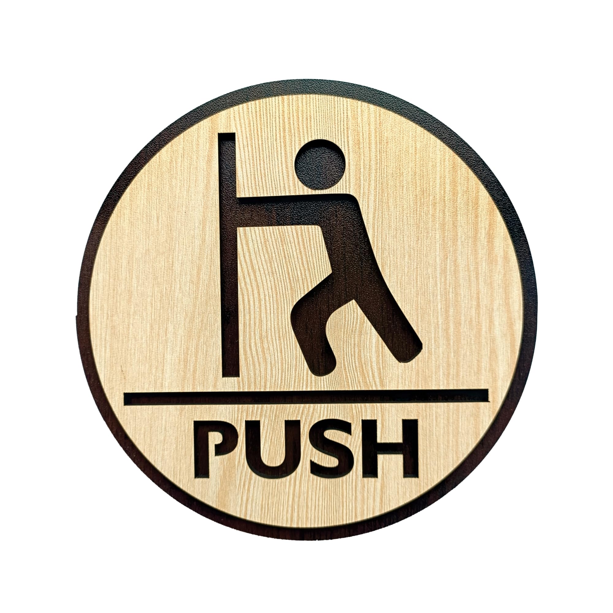 Woxour Enterprise Wooden Push Sign Board | Entrance Notice Sign | Push Door Sticker | 7MM MDF
