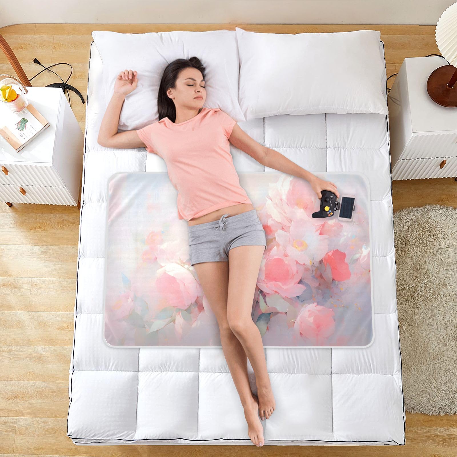 CEBUGI 34” x 52”Washable Underpads Heavy Absorbency Waterproof Incontinence Bed Pads Rose Oil Painting Pee Pads for Adults Kids and Baby