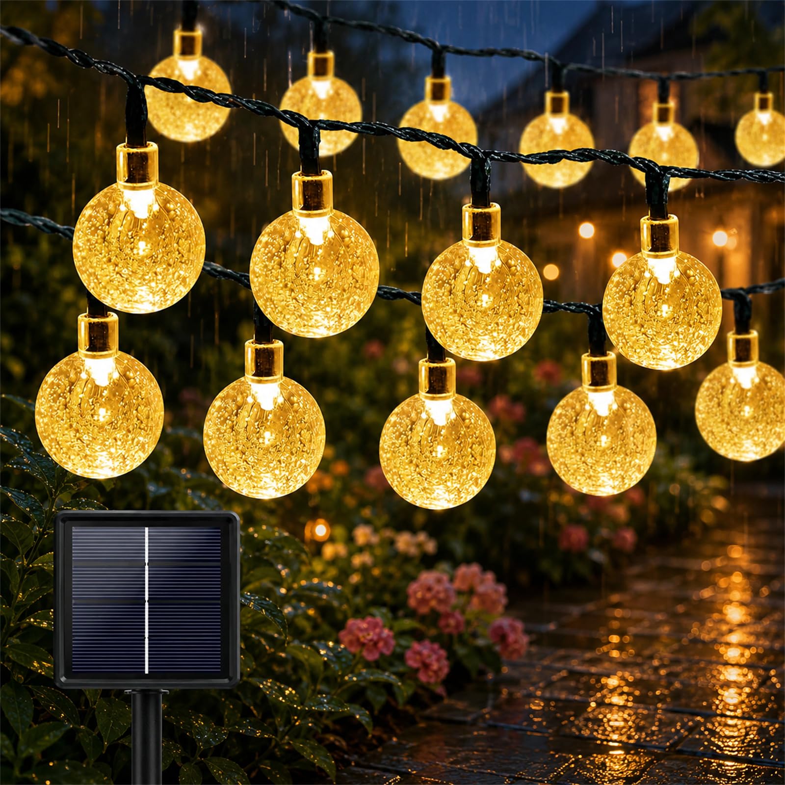 ENEN LED Solar Lights Outdoor Garden, 1.8cm Diameter Hanging Indoor/Garden Lights, Waterproof Garden Ornaments Outdoor, for Gazebo Patio Home Christmas Party Wedding Decor (Warm White,22M/200LED)