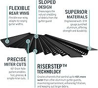 Vista 3 de GUTTERHAWK GUTTER GUARD - Kit de protector de canalones de aluminio negro de 48 pies (nominal). Incluye tornillos. Compatible con canalones de 5