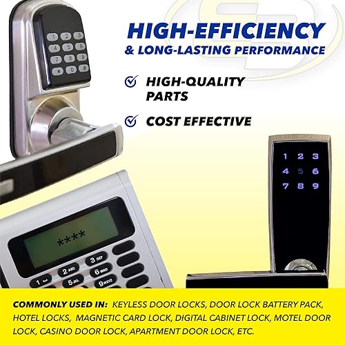 Miniatura 7 de Exell Battery Cerradura de puerta 6V 4-Cell Battery Pack Compatible con Saflok 54990 Sustituye HTL1, 884955, EDL4AS, HTL17, IC, DRY5565, Passport,