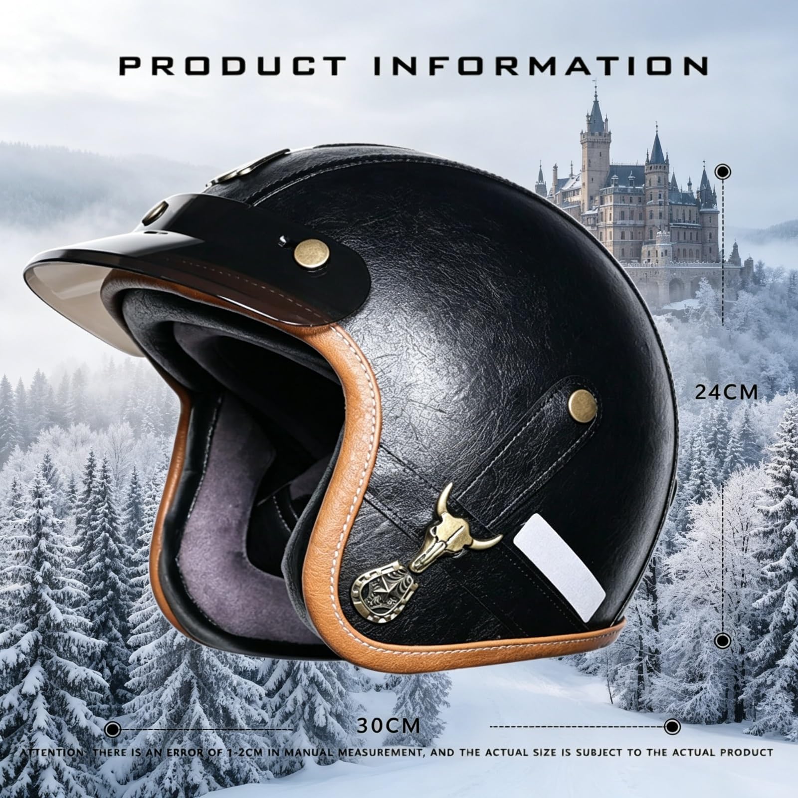 Klasyczny Kask Jet Certyfikat ECE 22.06 & Atest DOT, Dopuszczony do ruchu Kask Motocyklowy Retro Otwarty z Blendą Przeciwsłoneczną, Zewnętrzna Szybka Odczepiana, Klamra Mikrometryczna