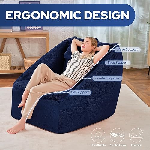 Miniatura 4 de HABUTWAY Puf inflable para adultos, silla inflable portátil con bomba de aire eléctrica, asa y bolsillo lateral para lectura nocturna de películas,