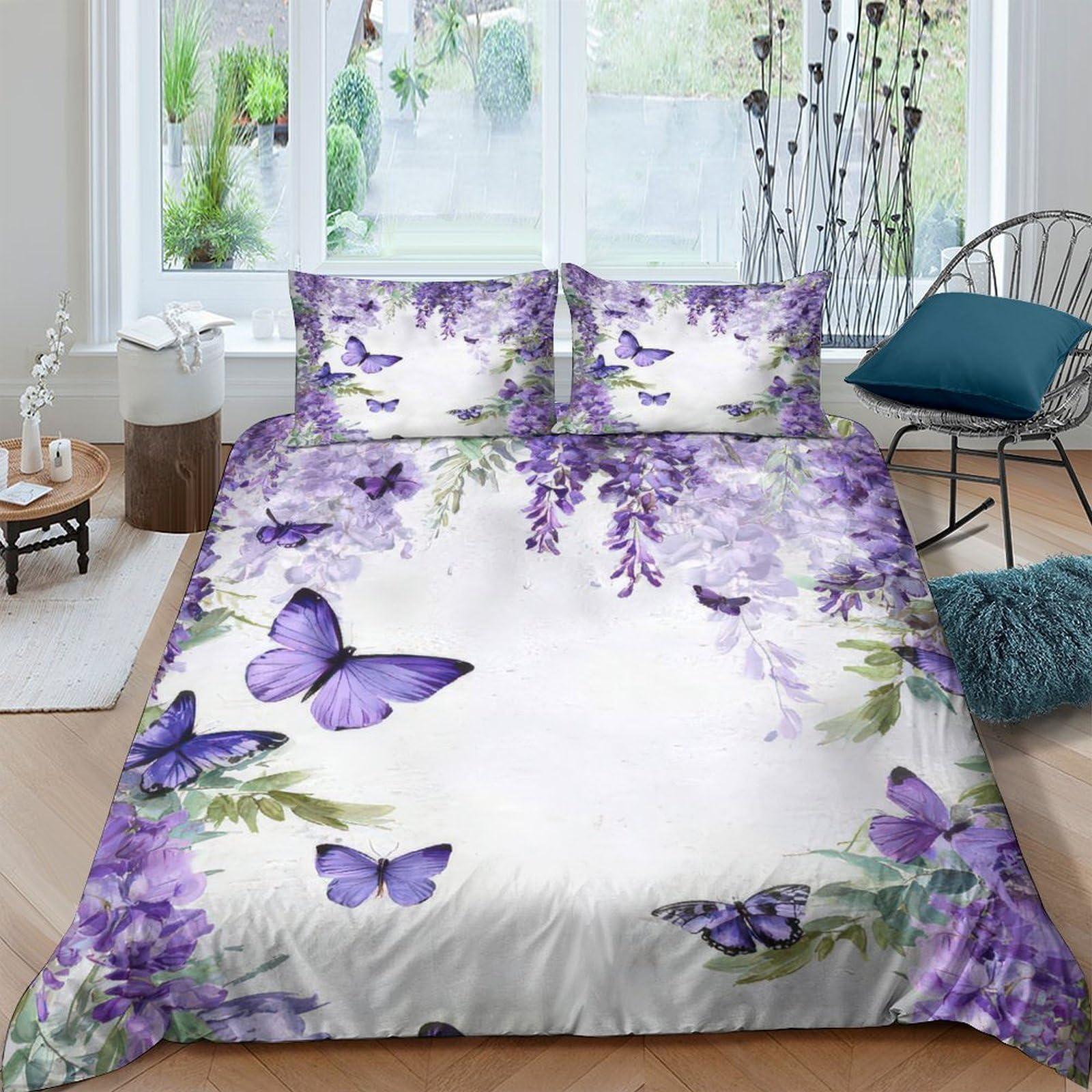 3D Printed Butterfly Quilt Cover, Microfiber Duvet Cover Hidden Zipper for