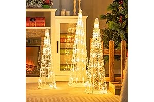 Tangkula Set of 3 Lighted Christmas Cone Trees