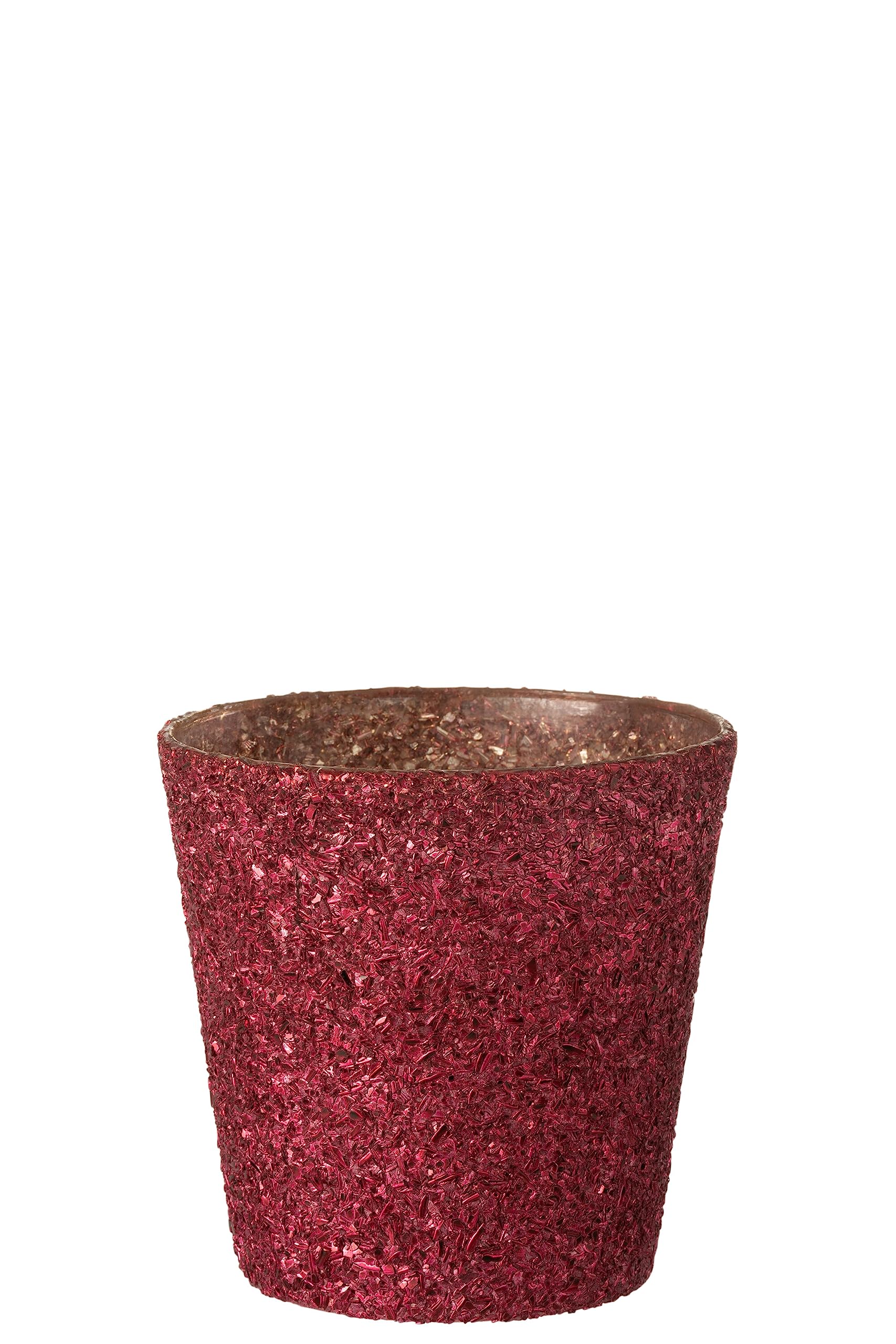 Photophore fuchsia paillettes en verre grand modèle pour bougie