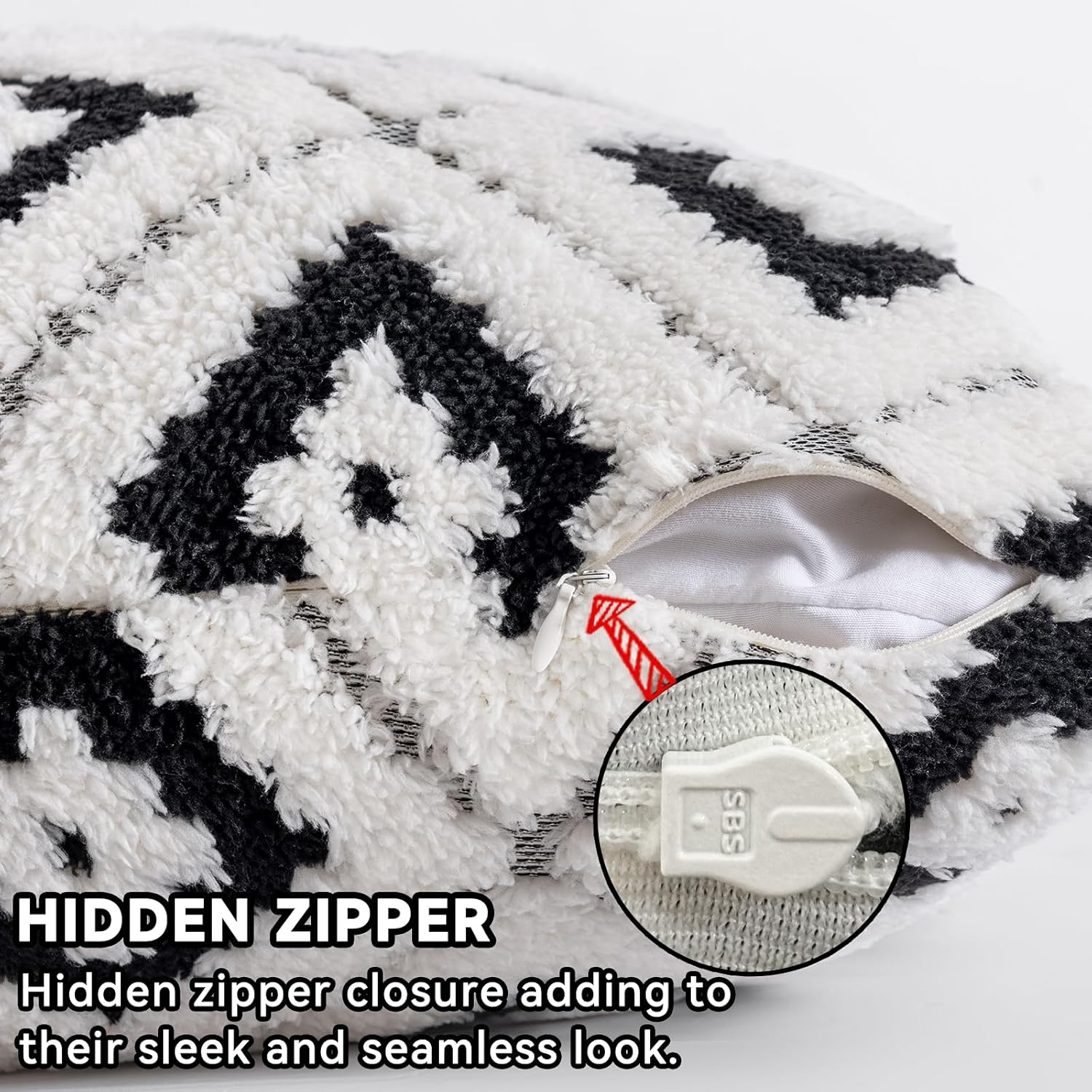 AmHoo Pack of 2 Decorative Throw Pillow Covers Rhomboid Luxury Super Soft Plush Set Case Cushion for Couch Sofa Bedroom 18 x 18-Inch Black - Image 2