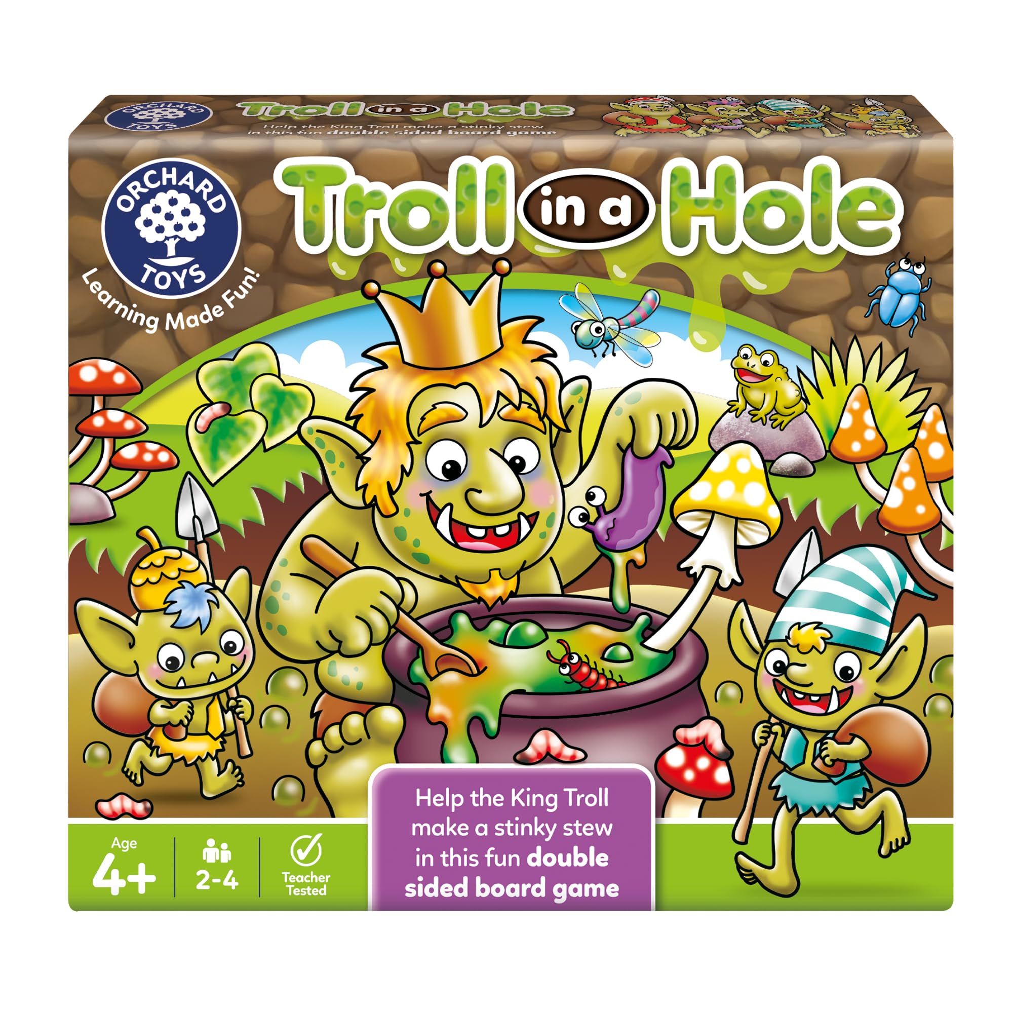 Orchard Toys Troll in a Hole Family Board Game for Kids 4+, Educational Game for Counting Colour Recognition & Social Skills