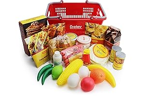 Boley Shopping Basket Play Set with Realistic Play Grocery Store Items