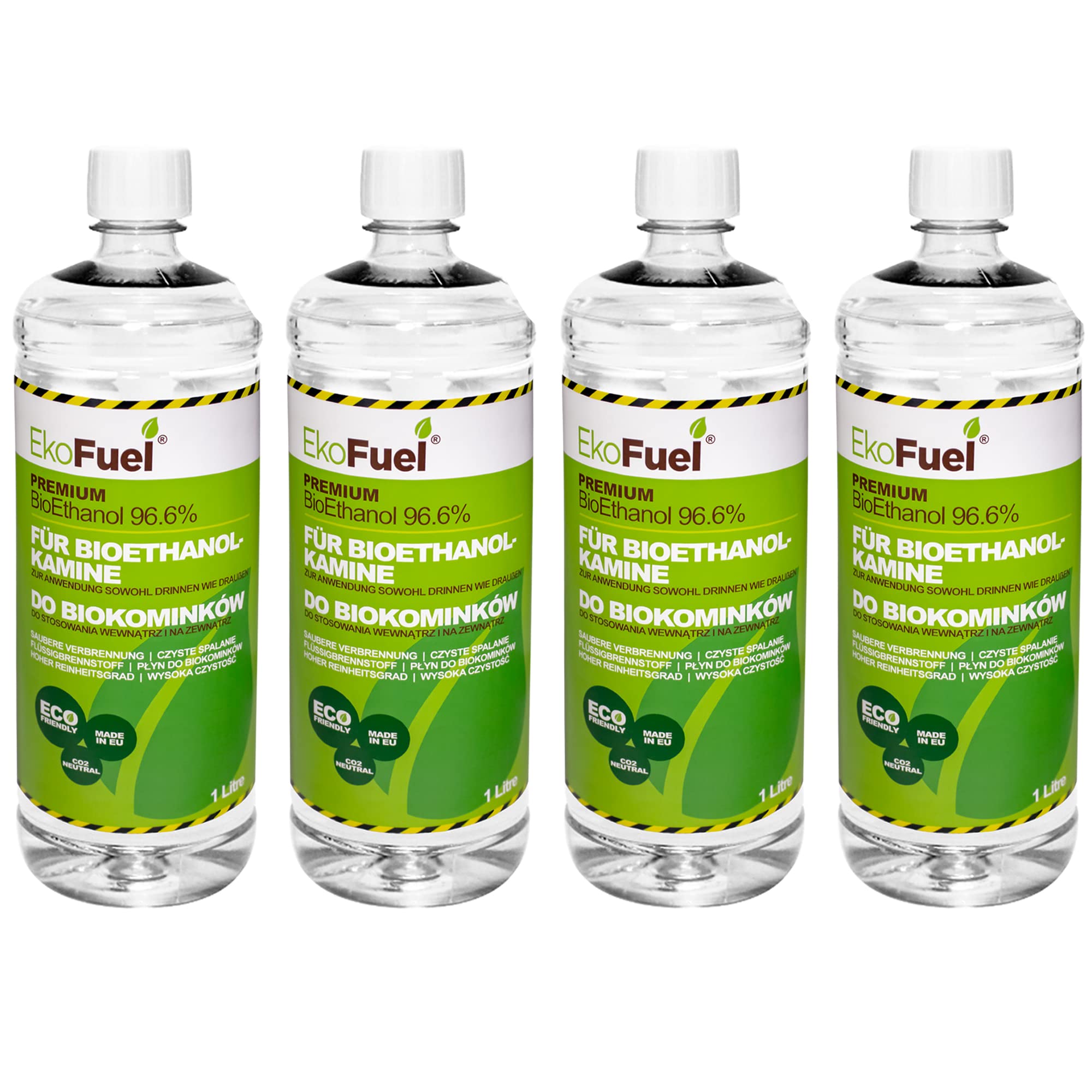 EKOFUEL (4 Liter) Premium BioEthanol 96,6% – Bio Ethanol Brennstoff für Ethanol Kamin, Tischkamin, Kamin Wand, Standkamin | Indoor & Outdoor Bio Ethanol | Bioethanol Kamin | Bio Alkohol