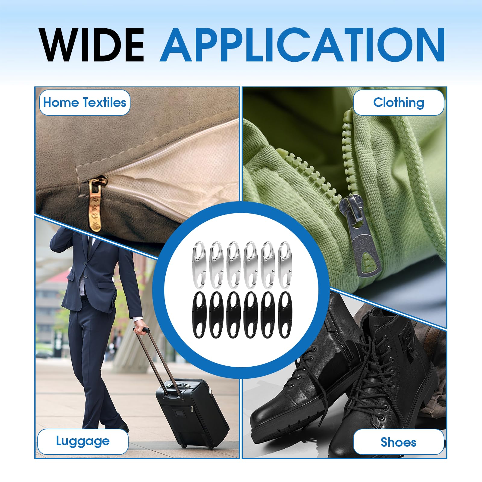 12 sztuk zamków błyskawicznych, zabezpieczenie przed kradzieżą, zapięcie na zamek błyskawiczny, klips wymienny do portfela, zdejmowane klipsy do zamka błyskawicznego, małe klipsy do zamka