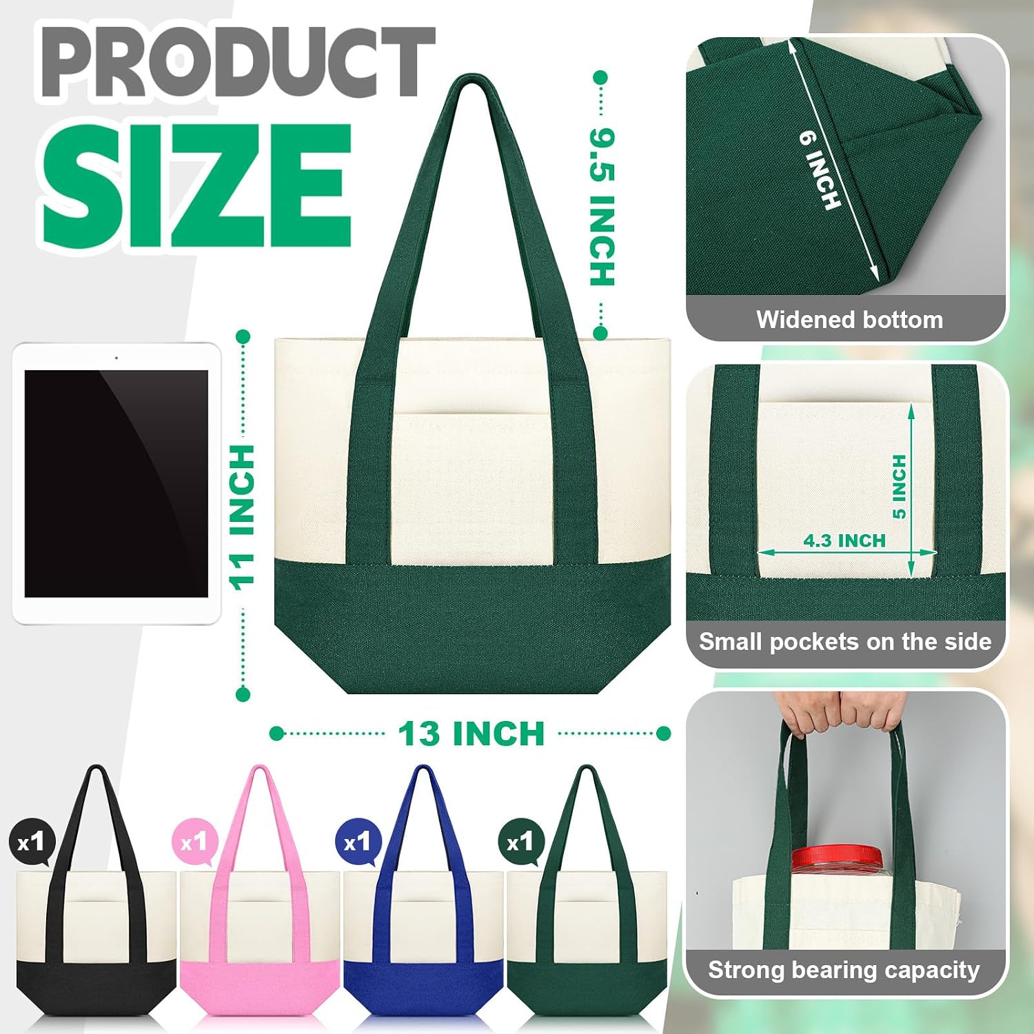 Amylove Mini Canvas Tote Bag with Pockets Duty Canvas Sublimation Blank Small Bag Mini Reusable Tote for Crafts DIY