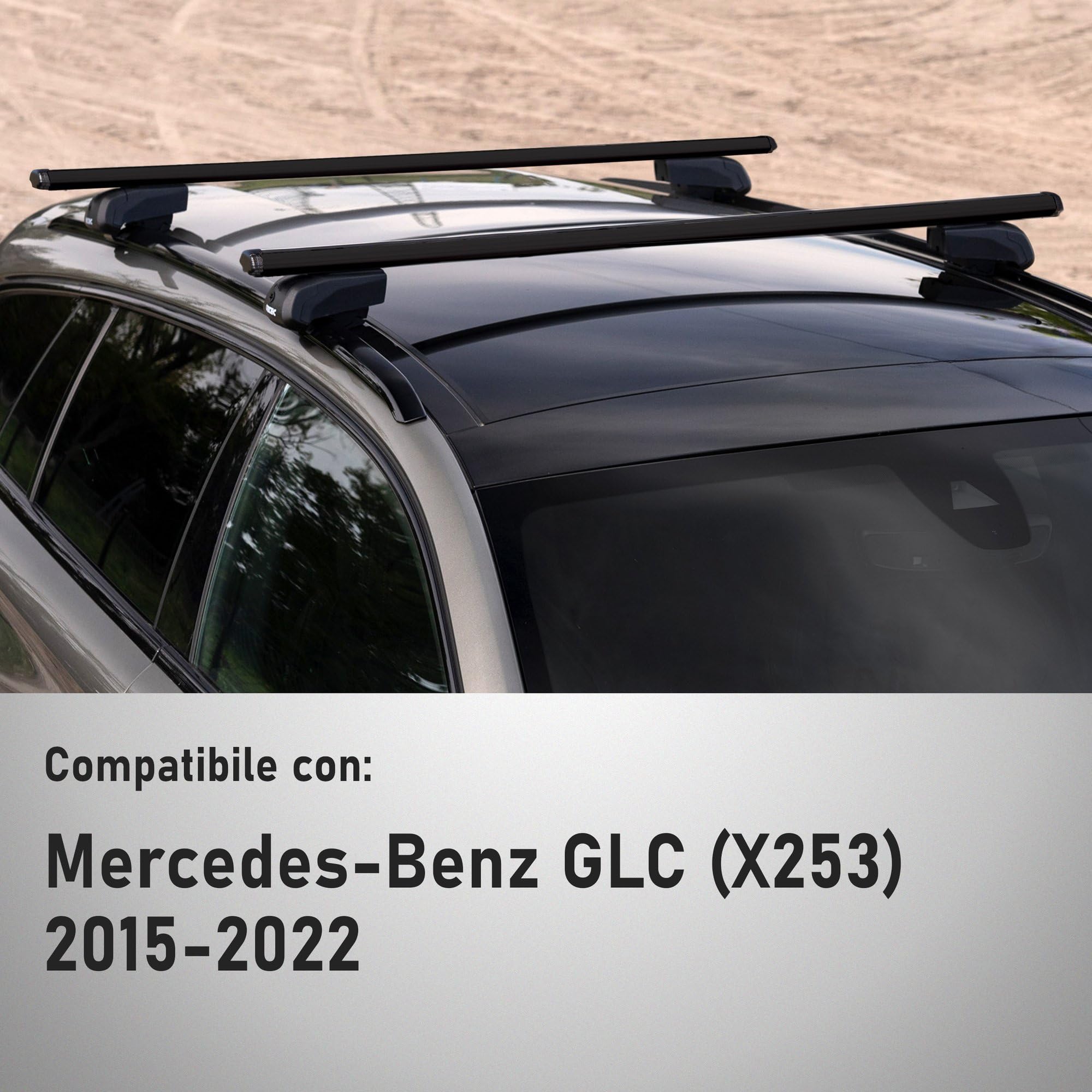 CHROMEMASTER Portapacchi da Tetto, Barre Tetto; Compatibile con Mercedes GLC 2015-2022; Per il Trasporto di Box da Tetto, Portabiciclette, Scala | Struttura Leggera e Resistente in Alluminio