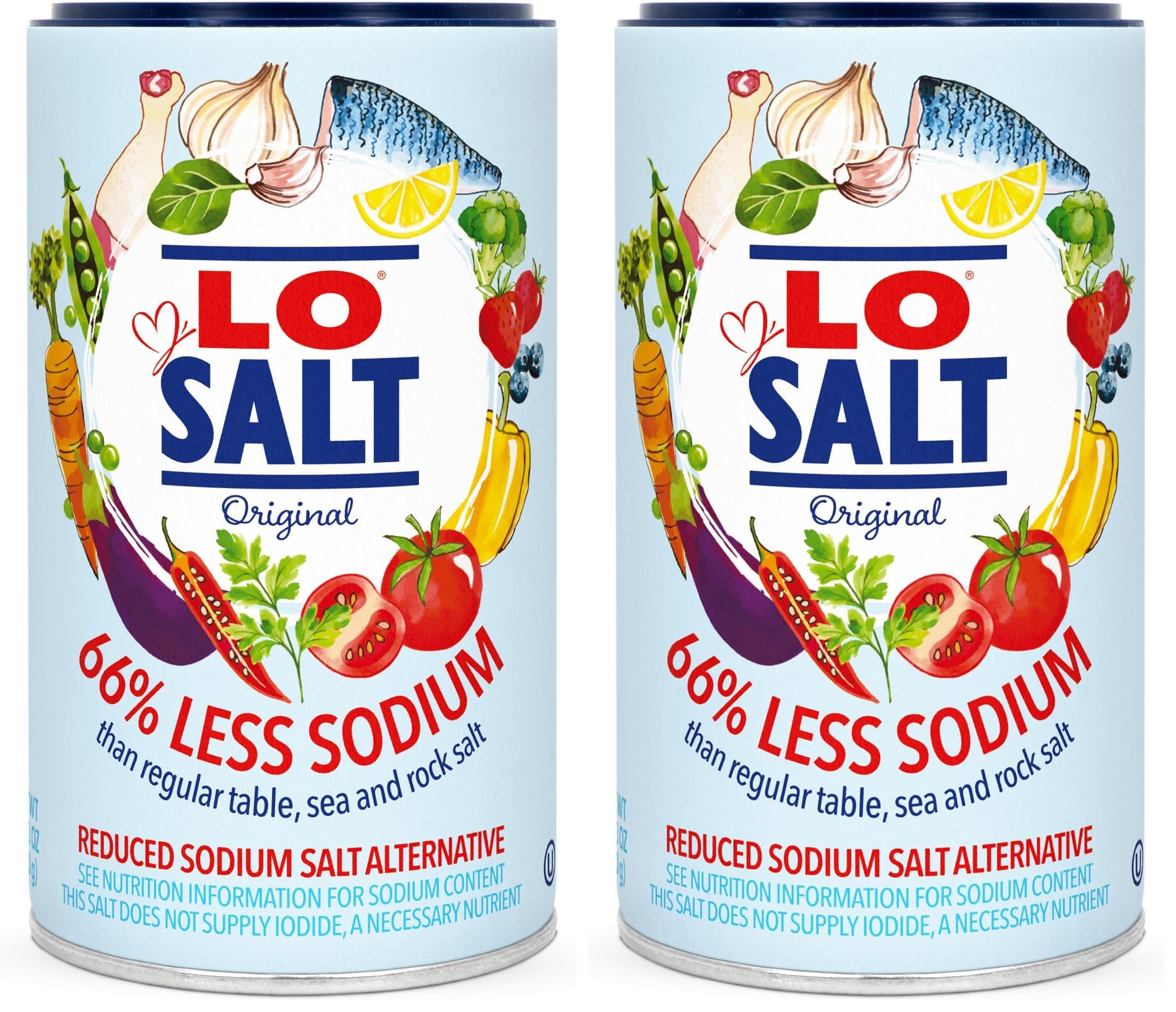 LOSALT– Reduced Sodium Salt | Original (non-iodised) | Great Tasting Salt Alternative/Substitute with 66% less sodium | 350 g tub (pack of 2)