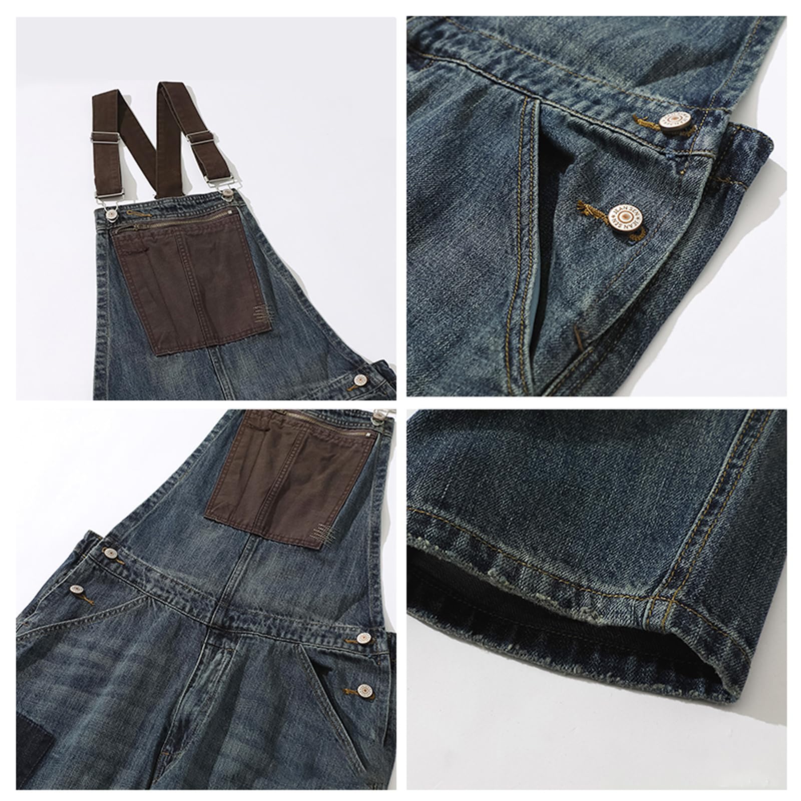 Pantalones De Vaqueros Monos,Monos Vaquero para Hombre,Tirantes Ajustables,Espacioso,para Exteriores Casuales Fiestas Noches Vacaciones Playa Vida Cotidiana