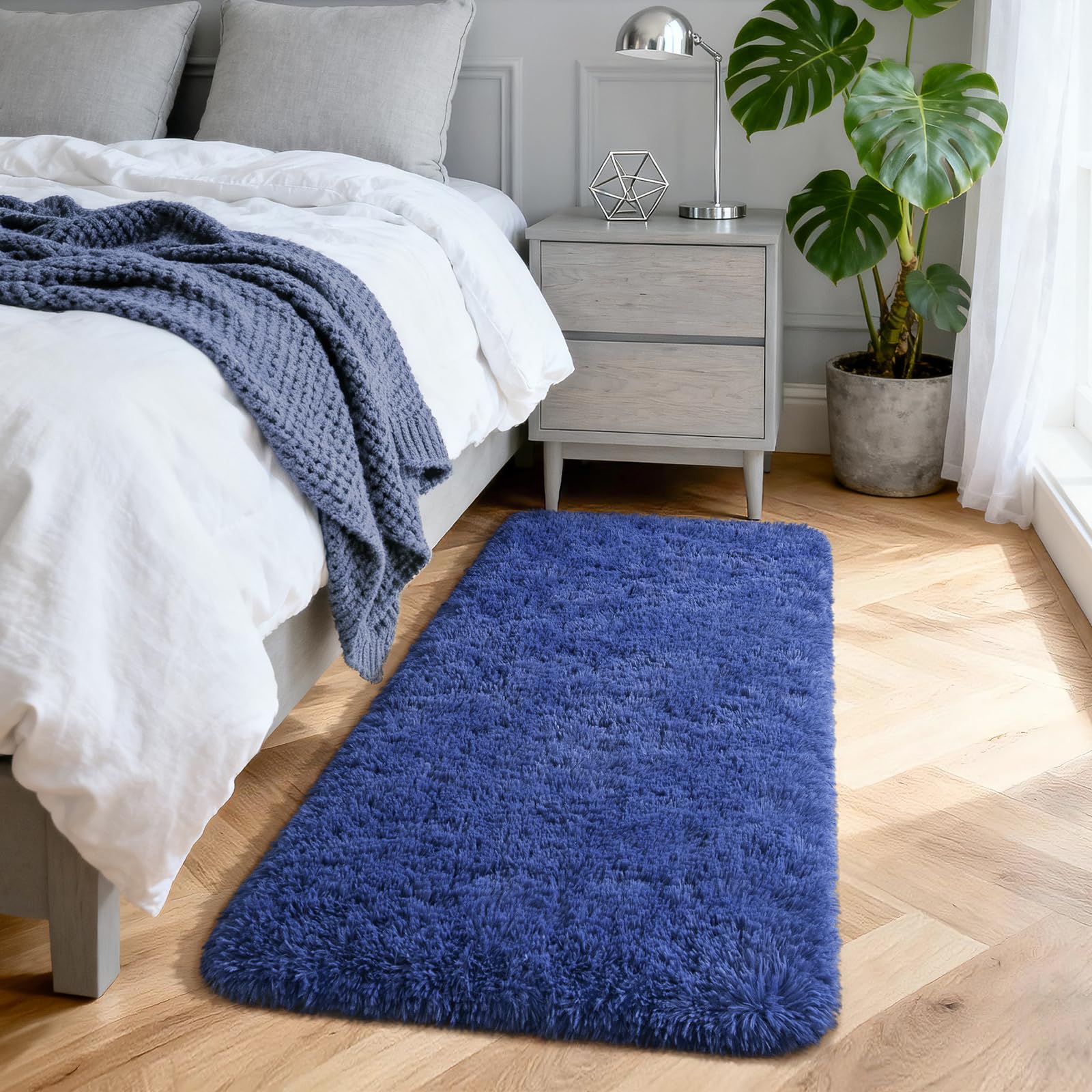 Merelax Modern Soft Fluffy Small Shaggy Rug for Bedroom Livingroom Dorm Kids Room Indoor Home Decorative, Non-Slip Plush Furry Fur Area Rugs Comfy