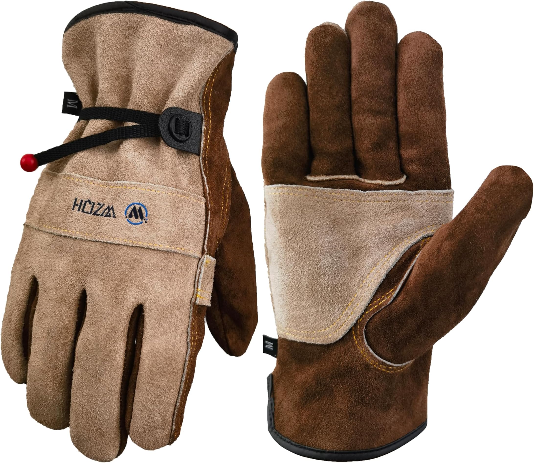 WZQH Leather Work Gloves for Men or Women. Medium Glove for Gardening, Tig/Mig Welding, Construction, Chainsaw, Farm, Ranch, etc. Cowhide, Cotton Lined, Utility, Firm Grip, Durable. Coffee-grey M