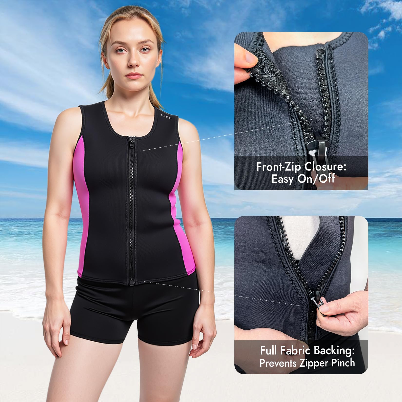 Neoprenanzüge für Männer und Frauen 3 mm Neopren-Weste Ärmellose Neoprenanzüge Jacke, Neoprenanzug-Oberteil zum Tauchen, Kajakfahren und Surfen