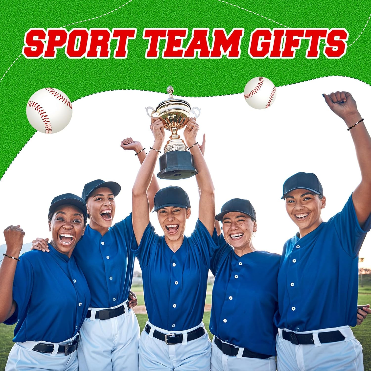 Kenning 24 Sets Baseball Bracelets Sport Team Gifts Adjustable Stone Beaded Bracelets Bulk with Blessing Card Sports Party Favors for Players Team Lovers - Image 5