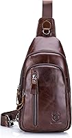 Vista 74 de LUKZIJAES Bolso bandolera de cuero genuino para hombre marrón (#1-Brown)