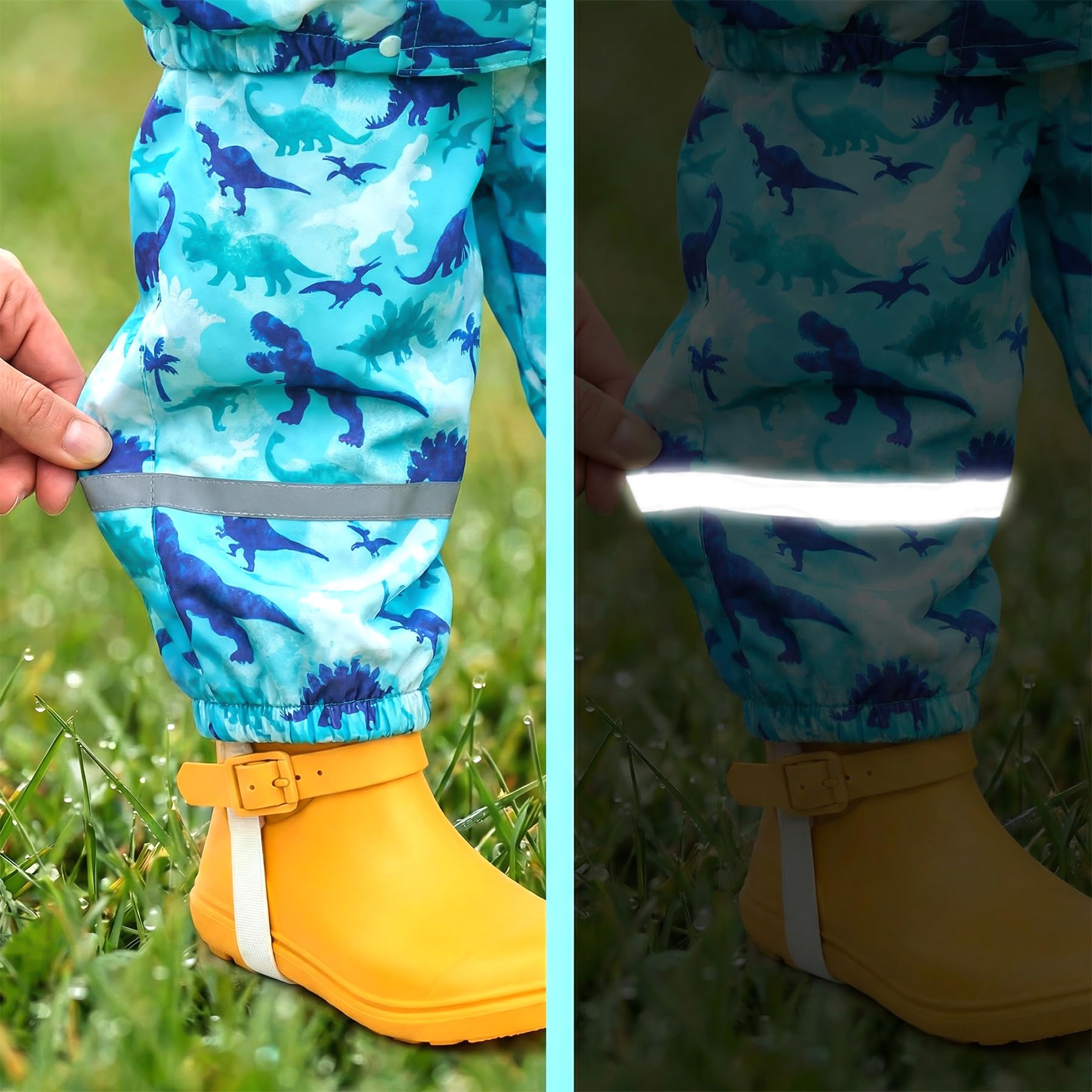 Chubasquero Impermeable Niño Niña Chaqueta Lluvia & Pantalones Traje con Capucha y Reflectante Animal Estampado Impermeable Traje de Lluvia Conjunto Ligero Abrigos para Infantiles 1-7 años