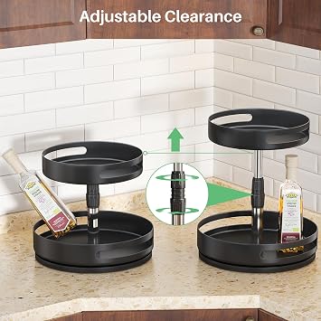 Lazy Susan Spice Rack Organizer for Cabinet, 2-Tier Metal, 10 in