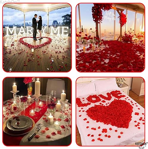 Miniatura 9 de KatchOn, Globos en forma de corazón negro y rojo  XL, paquete de 1012  Pétalos de rosa roja para noches románticas, decoraciones románticas para