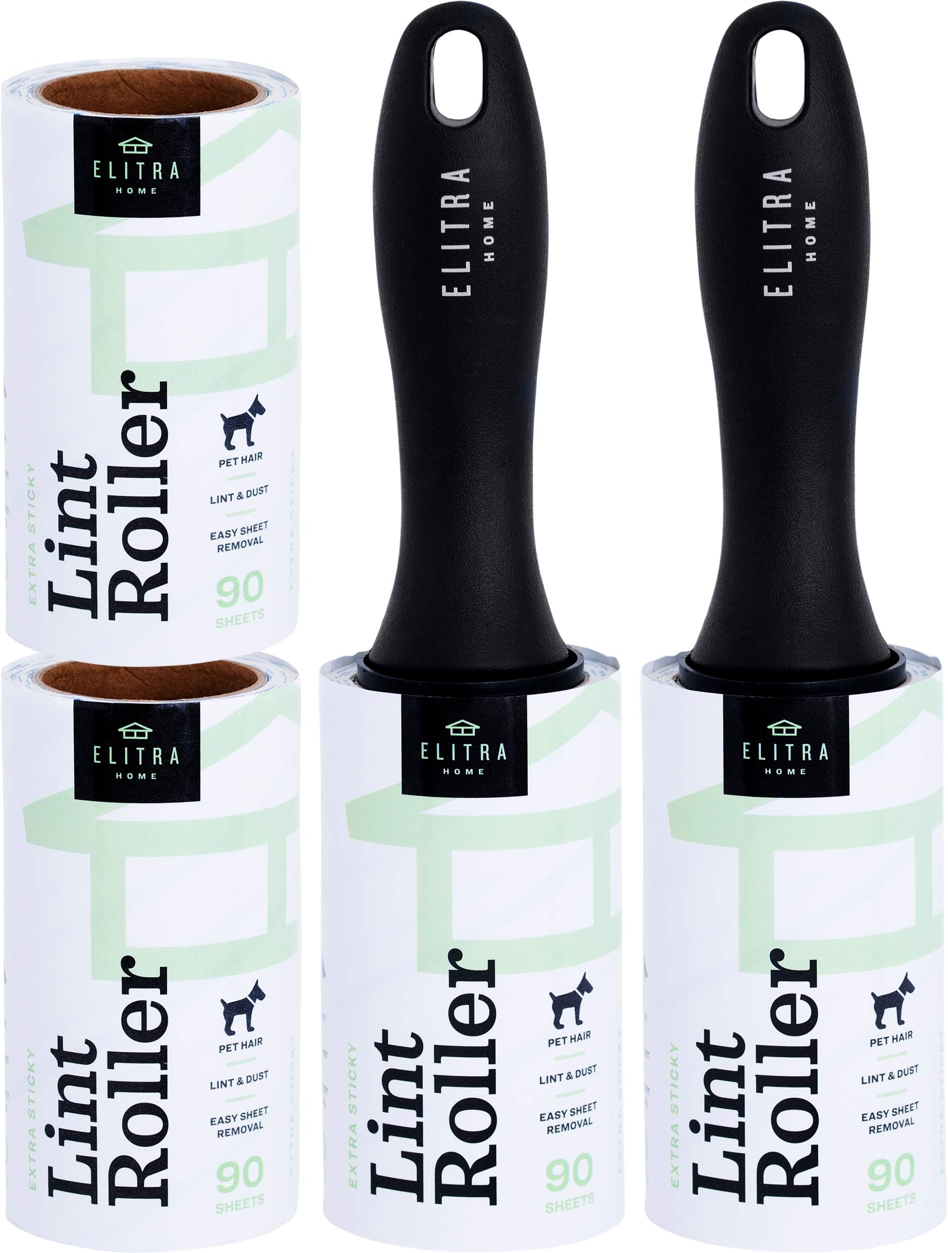 Elitra Lint Roller for Pet Hair Extra Sticky Reusable Lint Remover with Refills for Clothes, Floors & Furniture - 360 Sheets