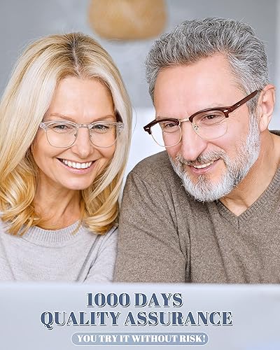 Miniatura 5 de CCVOO Paquete de 6 lentes de lectura con bloqueo de luz azul, lectores retro semi sin montura para hombres y mujeres, filtro redondo de gafas UV400