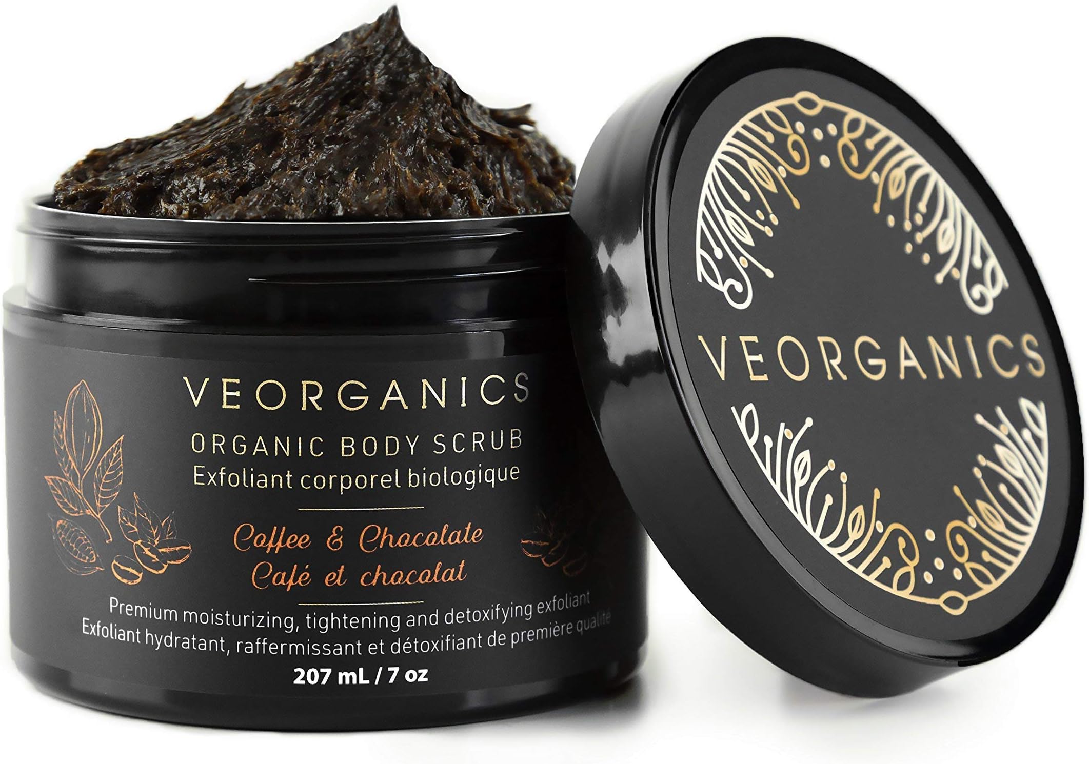Organic Coffee & Chocolate Body Scrub by VeOrganics - Premium Moisturizing, Tightening and Detoxifying Exfoliant