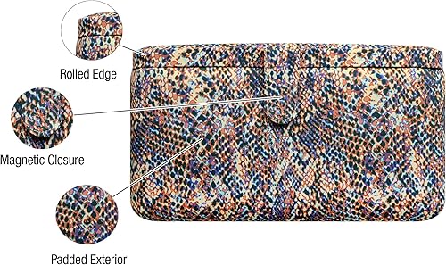 Miniatura 6 de SINGER Cesta de aparejos grande de alta calidad, estampado de serpiente multicolor con kit de costura de viaje de emergencia y bolsa con cremallera