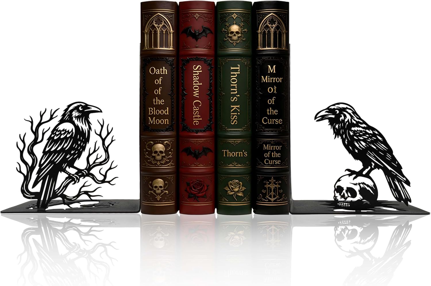 Matte Black Iron Gothic Decorative Bookends, Owl Book Ends for Shelves, Unique Bird Lover Owl Gifts for Women and Men, Metal Book Holders for Gothic Bookshelf, Witchy Room and Forest Decor