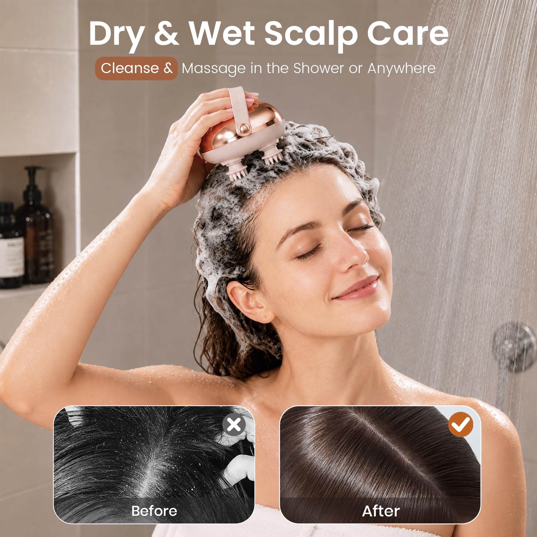 Massaggiatore del cuoio capelluto Impastare Massaggiatore della testa del cuoio capelluto Stress Rilassare Massaggiatore per capelli ricaricabile