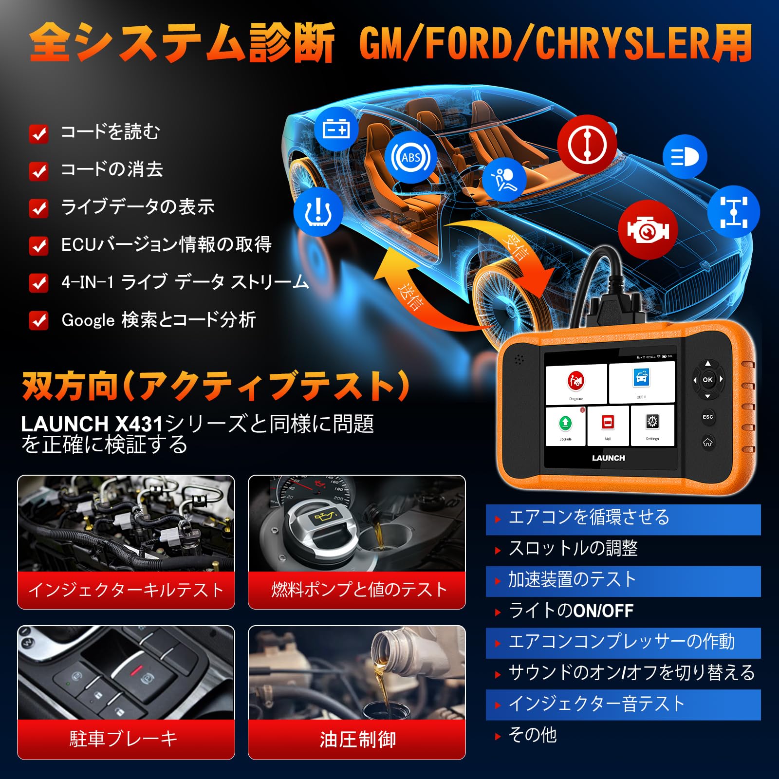 Amazon.co.jp: LAUNCH CRE FGC obd2 診断機 日本語 故障診断機 車 診断
