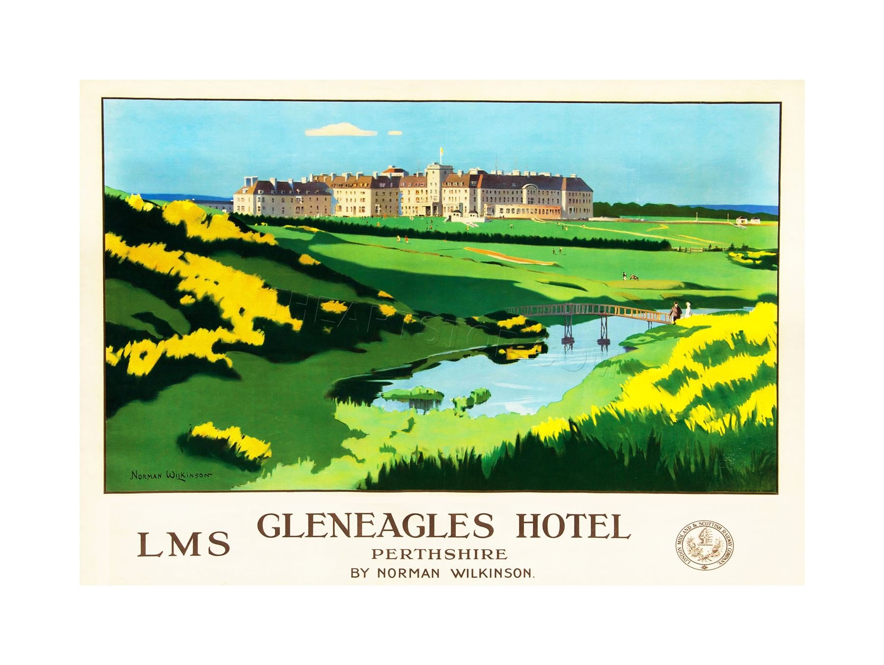 Wee Blue Coo Travel Hotel Gleneagles Scotland Lms Railway Golf Wall Art Print